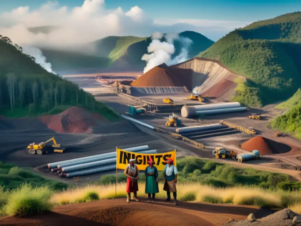 Activistas indígenas denuncian impacto ambiental de proyectos extractivos en imagen impactante