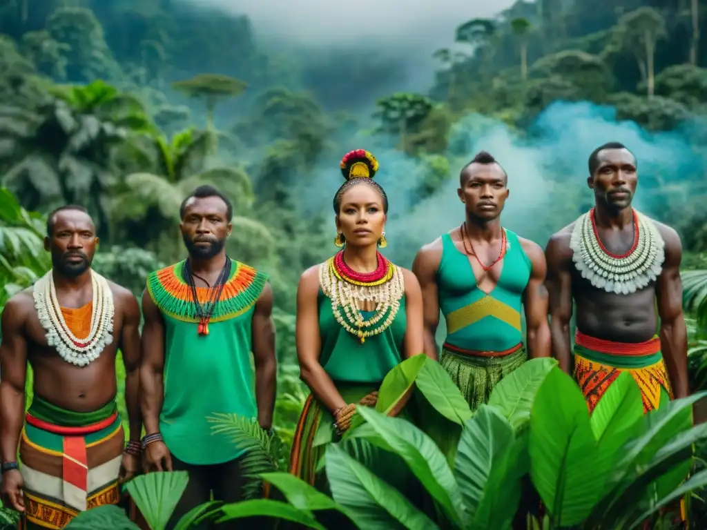 Activistas indígenas en la selva del Congo unidos frente a la naturaleza exuberante