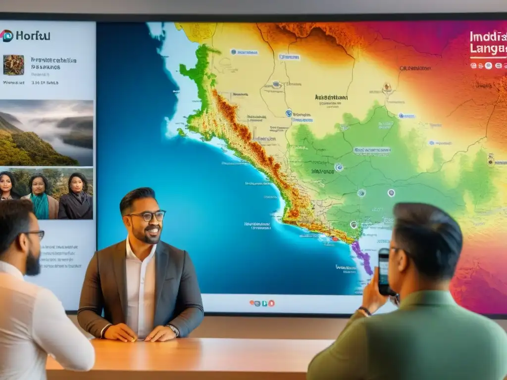 Activistas de preservación de lenguas indígenas utilizan herramientas digitales para cartografiar dialectos en un mapa colorido