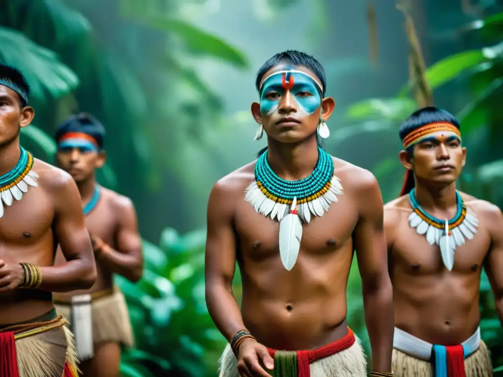 Adolescentes Tikuna en ritual de iniciación en la selva amazónica: Celebraciones únicas comunidades amazónicas