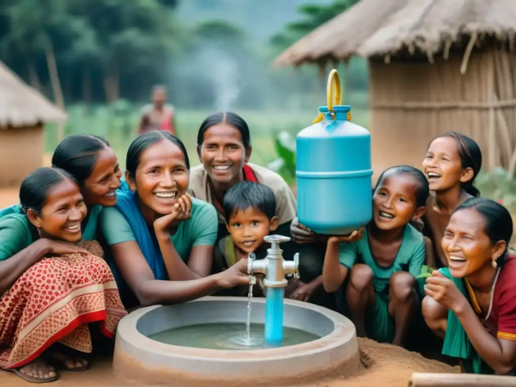 La alegría y gratitud de una comunidad indígena alrededor de un pozo de agua recién construido