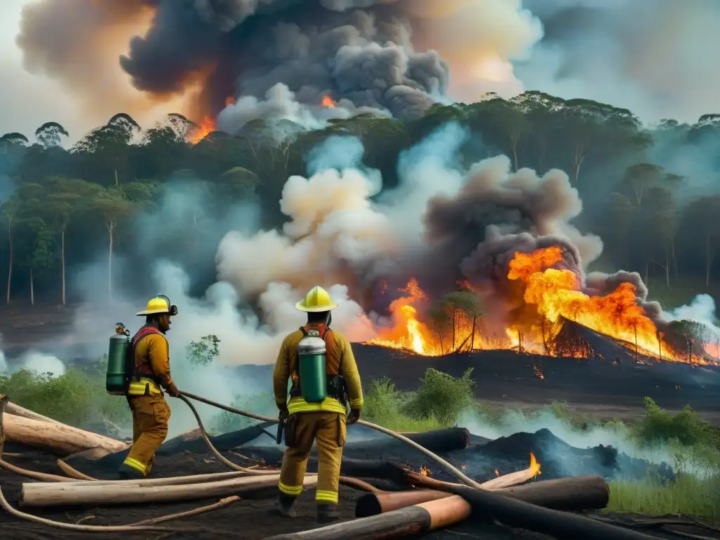 Alerta temprana desastres comunidades indígenas: Incendio forestal arrasador, comunidad luchando con métodos tradicionales