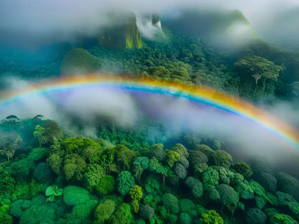 Un amanecer mágico en la exuberante selva del Amazonas, con diversa flora y fauna