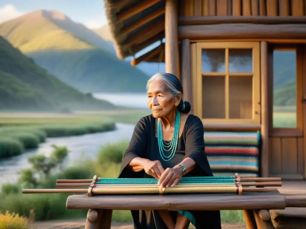 Anciana indígena tejiendo en su cabaña, reflejando tradición y conexión con la tierra en medio de la crisis opioides comunidades indígenas