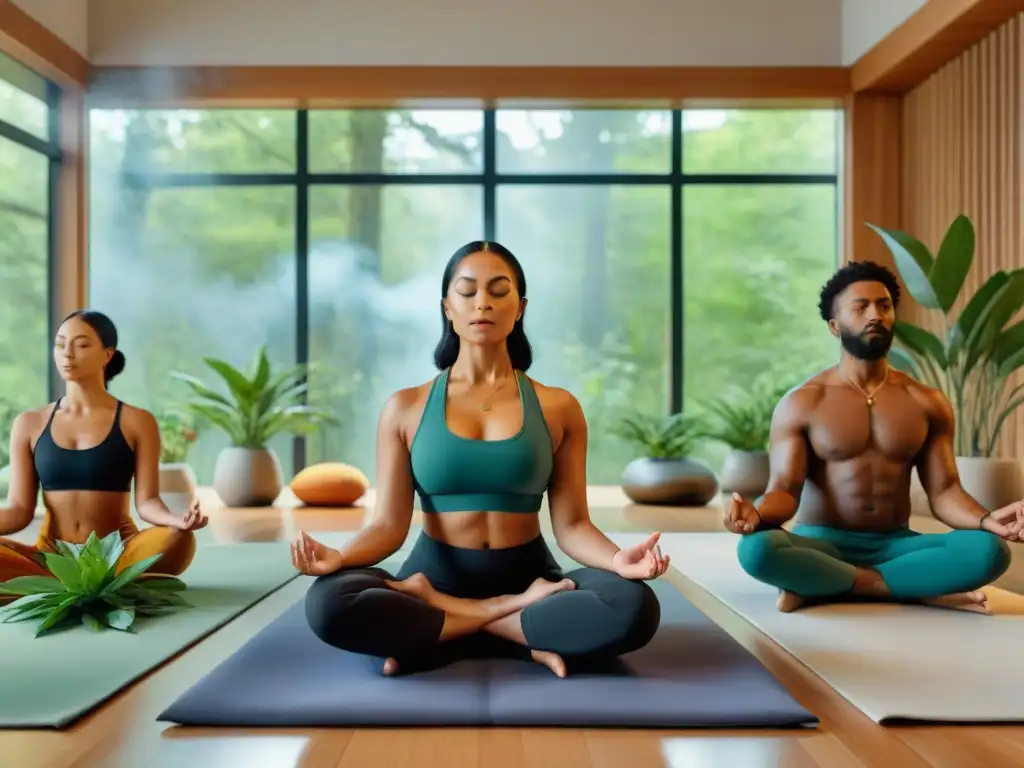 Un anciano indígena guía una meditación en el bosque, mientras en la ciudad un instructor moderno enseña mindfulness