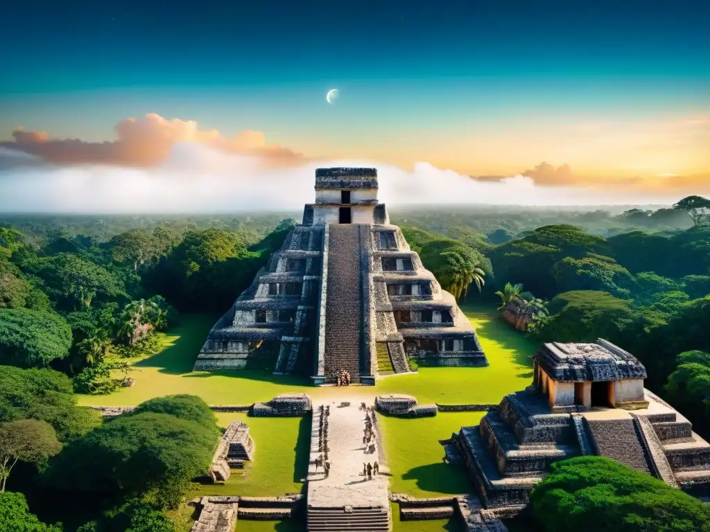 Los antiguos avances astronómicos mayas y su misteriosa desaparición, capturados en una imagen estelar de las ruinas bajo la noche