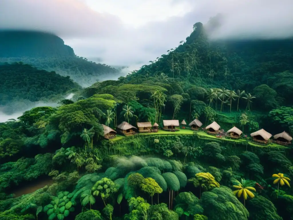 Armonía entre cultura y naturaleza en el Amazonas: indígenas creando artesanías rodeados de exuberante vegetación y fauna