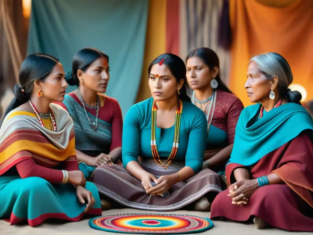 Arte femenino indígena de resistencia tejido con tradición y colorido