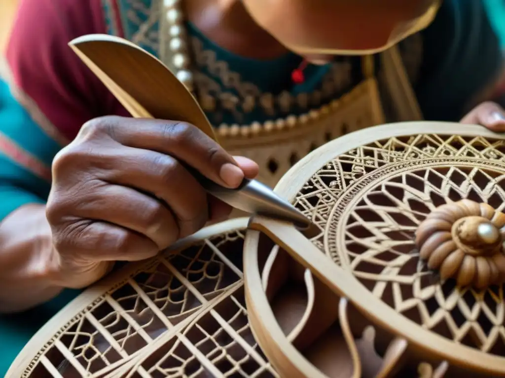 Un artesano andino talla con destreza un charango, inmortalizando la música tradicional de los Andes en cada detalle