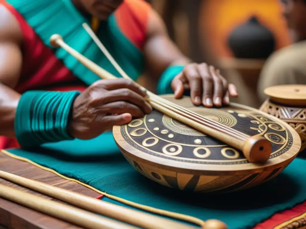 Un artesano experto revive instrumento precolombino, con herramientas y diseños detallados