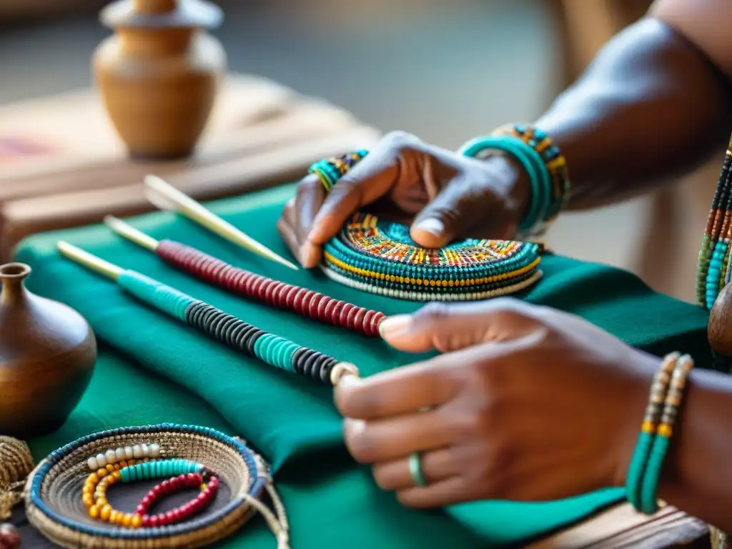 Artesano indígena creando joyas con técnicas ancestrales