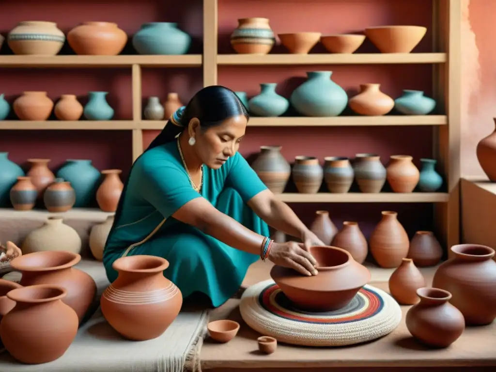 Artesanos indígenas crean cerámica en centro cultural vibrante, destacando preservación cultura indígena exposiciones interactivas