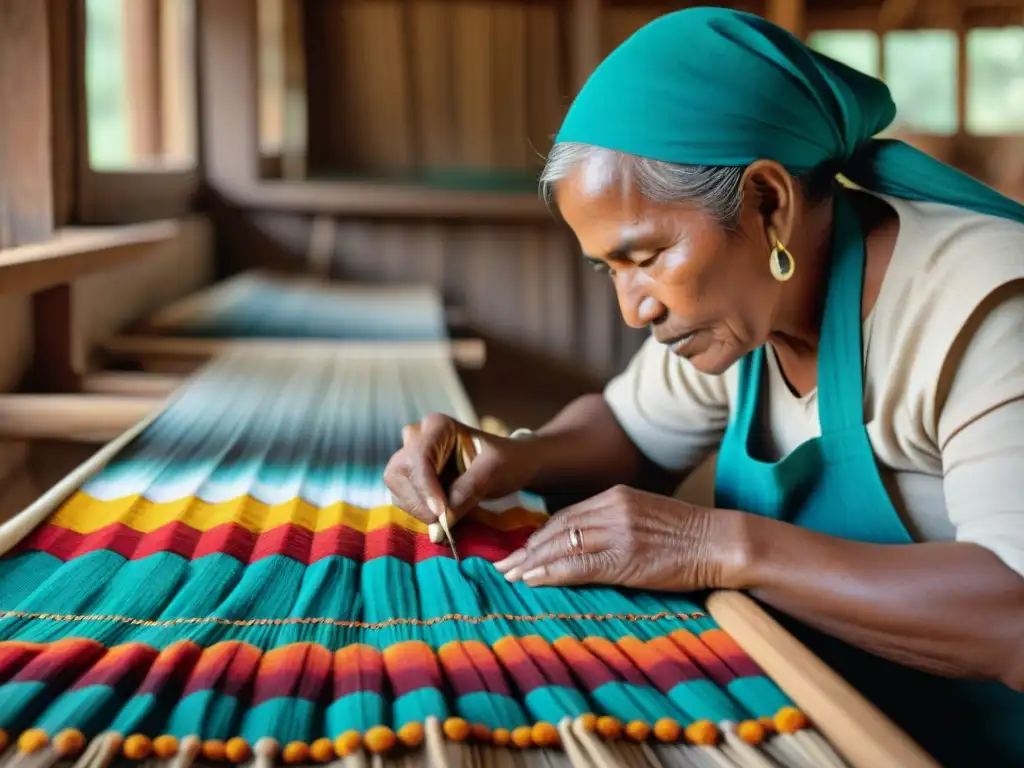 Artesanos indígenas expertos tejiendo historias en vibrantes textiles responsables