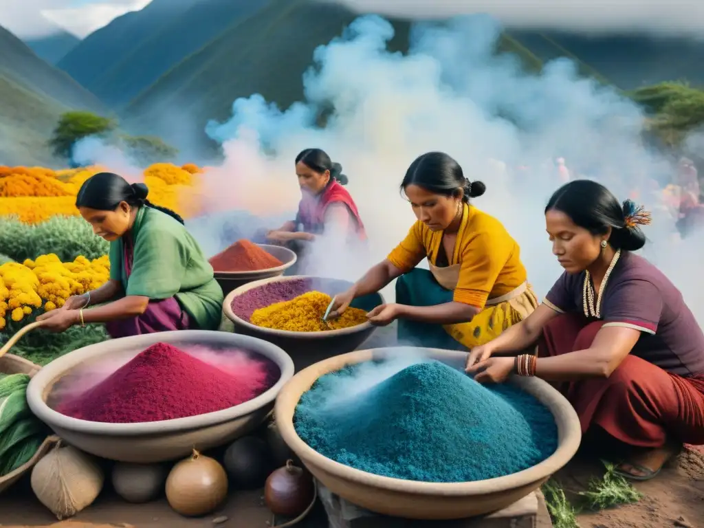 Artesanos indígenas crean tintes naturales con cochineal, índigo y cempasúchil en cauldrones burbujeantes