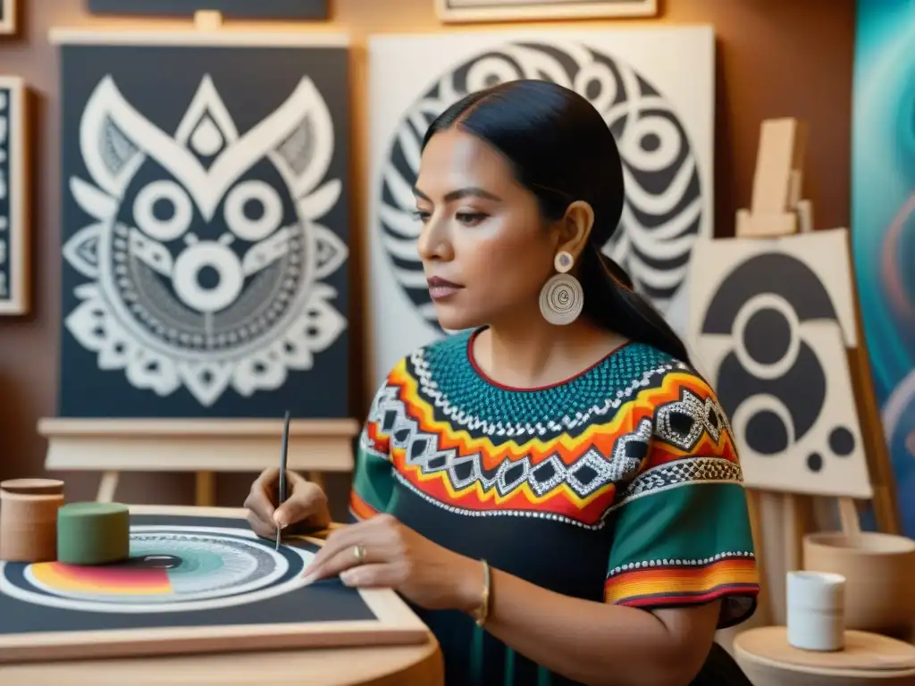 Un artista indígena contemporáneo fusiona oralidad ancestral con técnicas modernas en su estudio