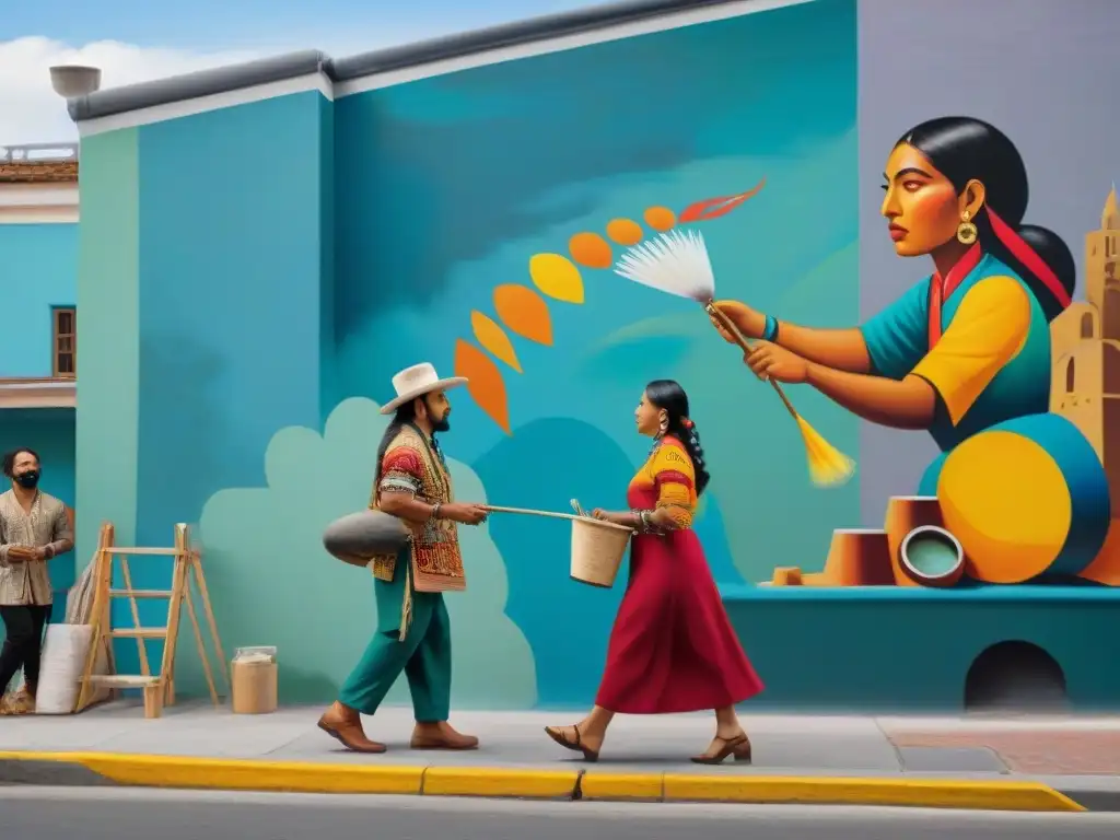 Artistas indígenas crean murales vibrantes en la ciudad como acto de resistencia cultural