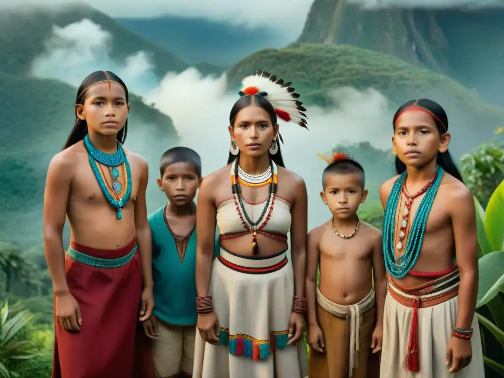 Bilingüismo en culturas indígenas: Niños indígenas compartiendo historias y aprendiendo idiomas en armonía cultural