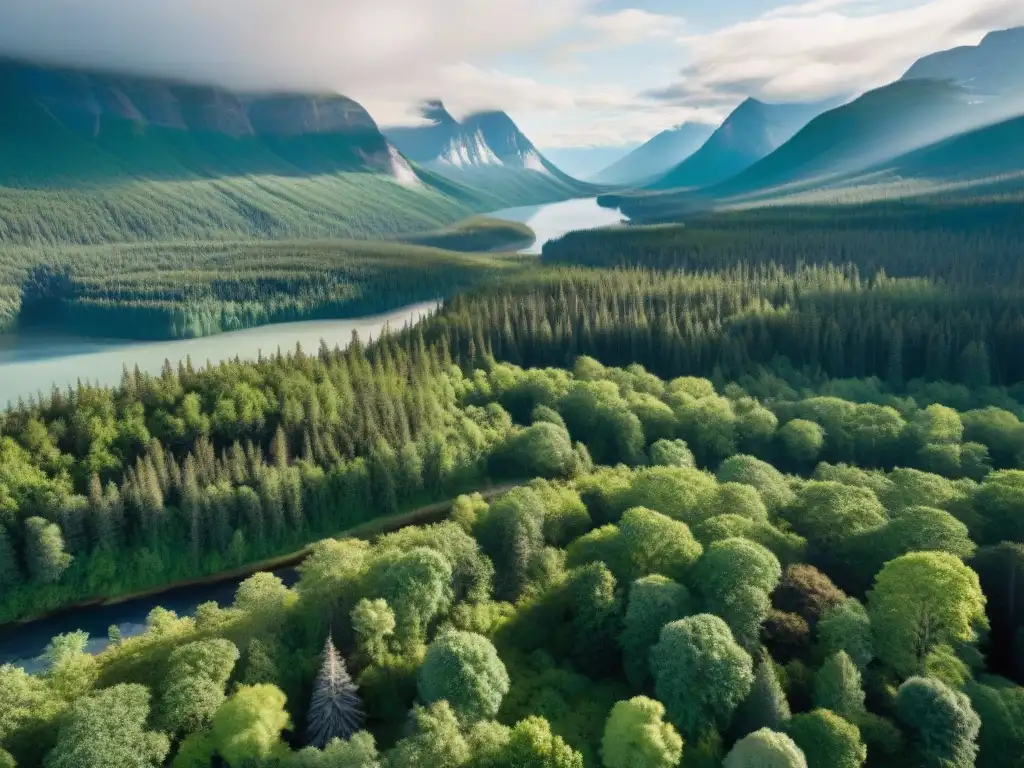 Un bosque exuberante en Canadá, con árboles altos y luz filtrada