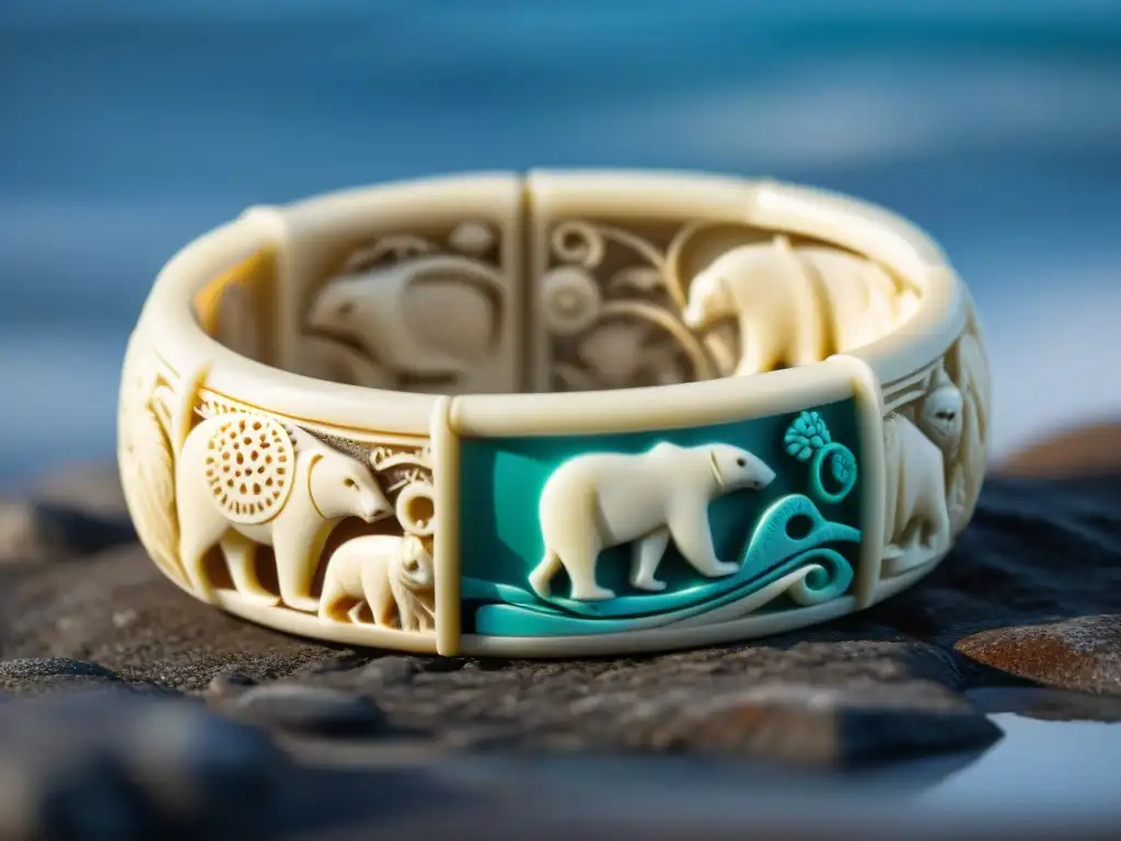 Brazalete inuit de marfil con significados ocultos de la naturaleza y la supervivencia