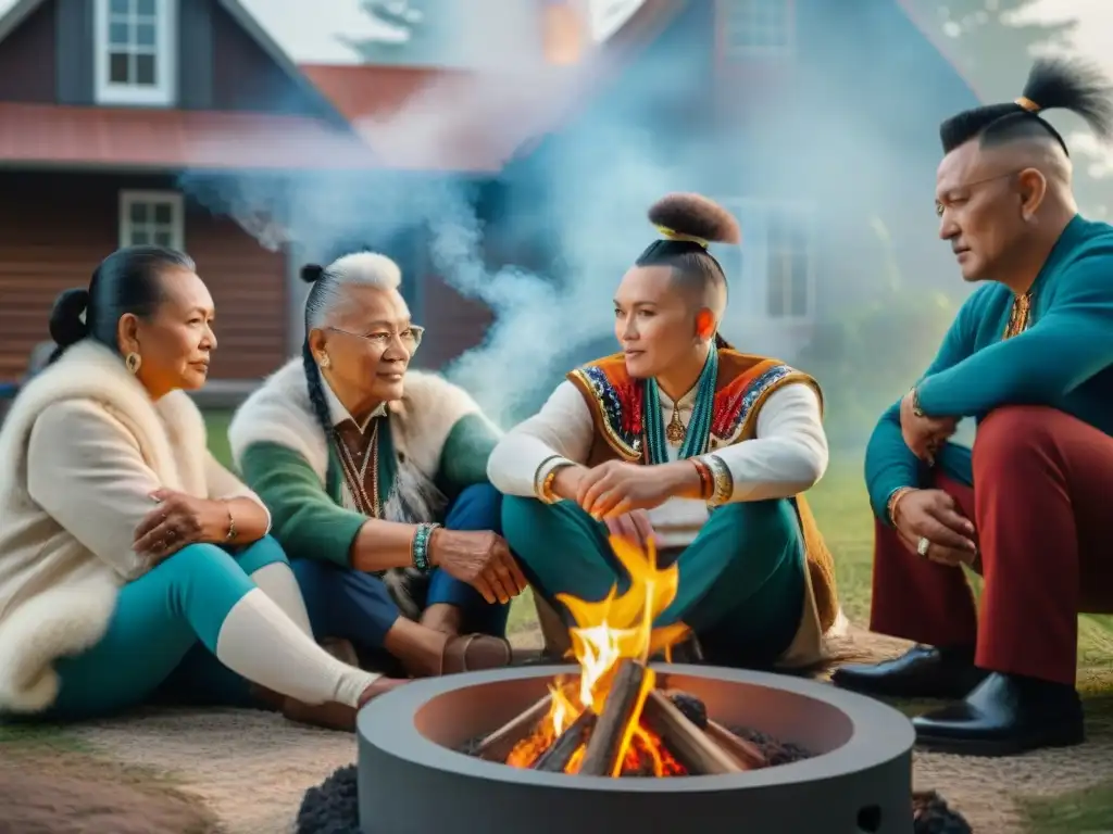 Cálida crianza en familias Mohawk contemporáneas alrededor de fogata tradicional