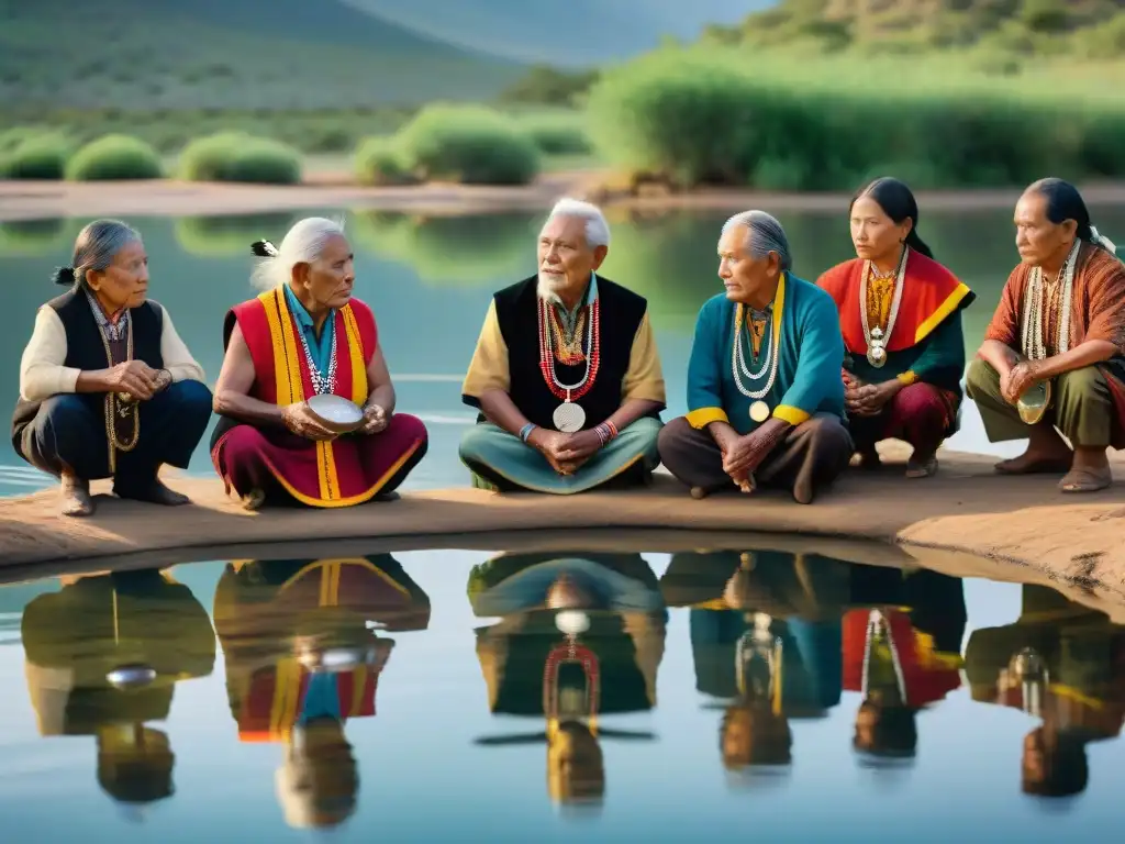 Ceremonia ancestral de conservación del agua por indígenas en un manantial sagrado