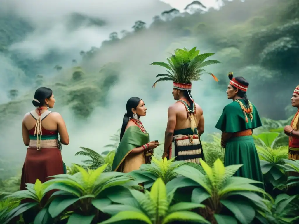 Ceremonia de plantación de árboles con indígenas en bosque biodiverso