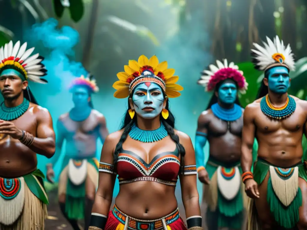 Una ceremonia indígena en la selva amazónica, con música y danza en culturas indígenas