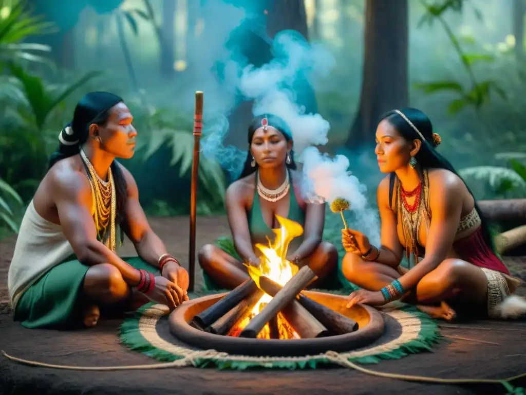 Ceremonia de sanación con hierbas y fuego en el bosque: Salud indígena y bienestar integral