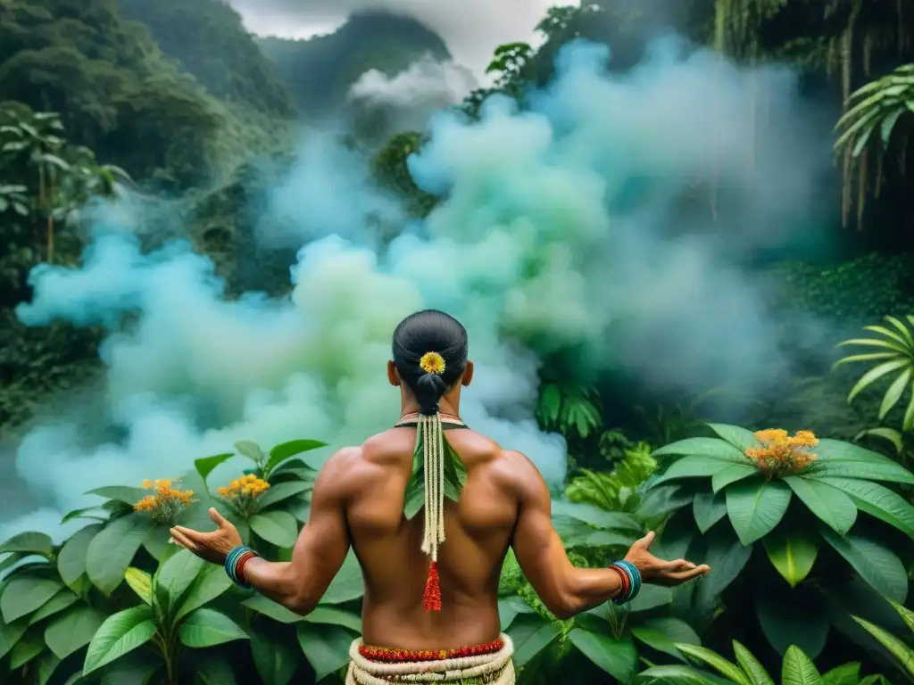 Un chamán de la selva amazónica realiza una ceremonia de sanación con plantas medicinales