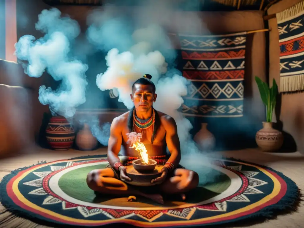 Un chamán de la tribu ShipiboConibo en la Amazonía peruana realiza un ritual de interpretación de sueños