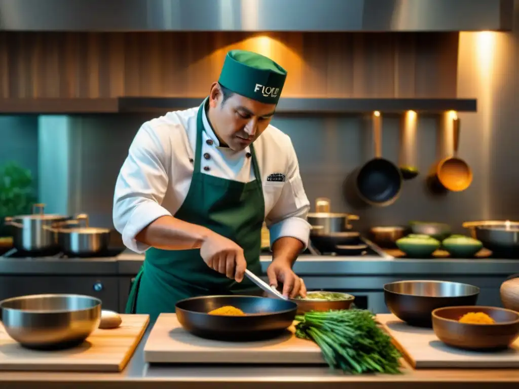 Un chef indígena experto fusiona cocina indígena contemporánea en un ambiente moderno y vibrante