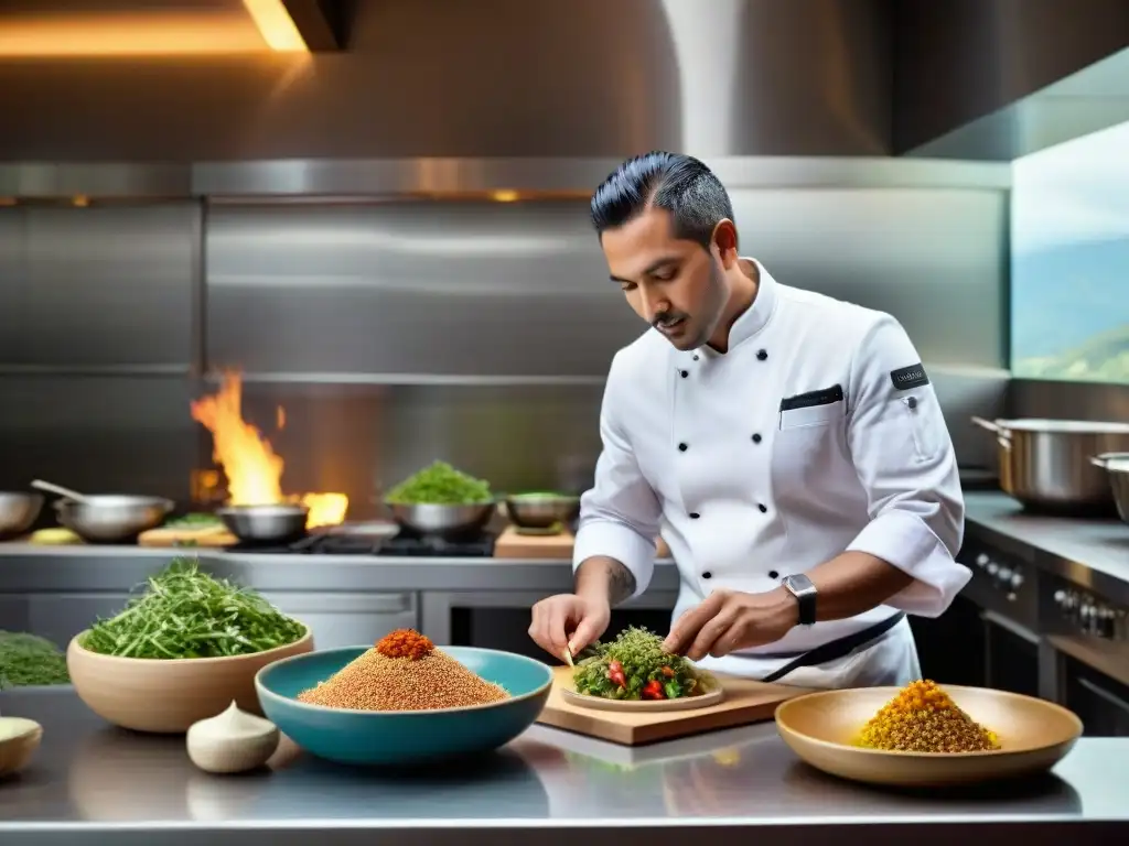 Un chef hábil fusiona técnicas andinas con prácticas culinarias modernas, destacando el papel revolucionario de la quinua en la cocina de fusión