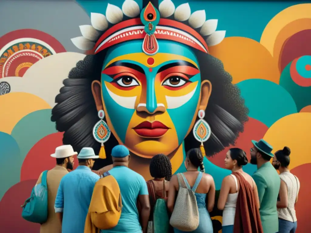 Colaboraciones artísticas entre culturas indígenas y no indígenas en un mural vibrante