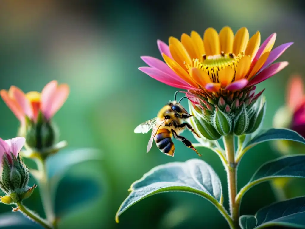 Colorida biodiversidad: flores indígenas polinizadas por abejas, resaltando la crucial conservación de culturas indígenas