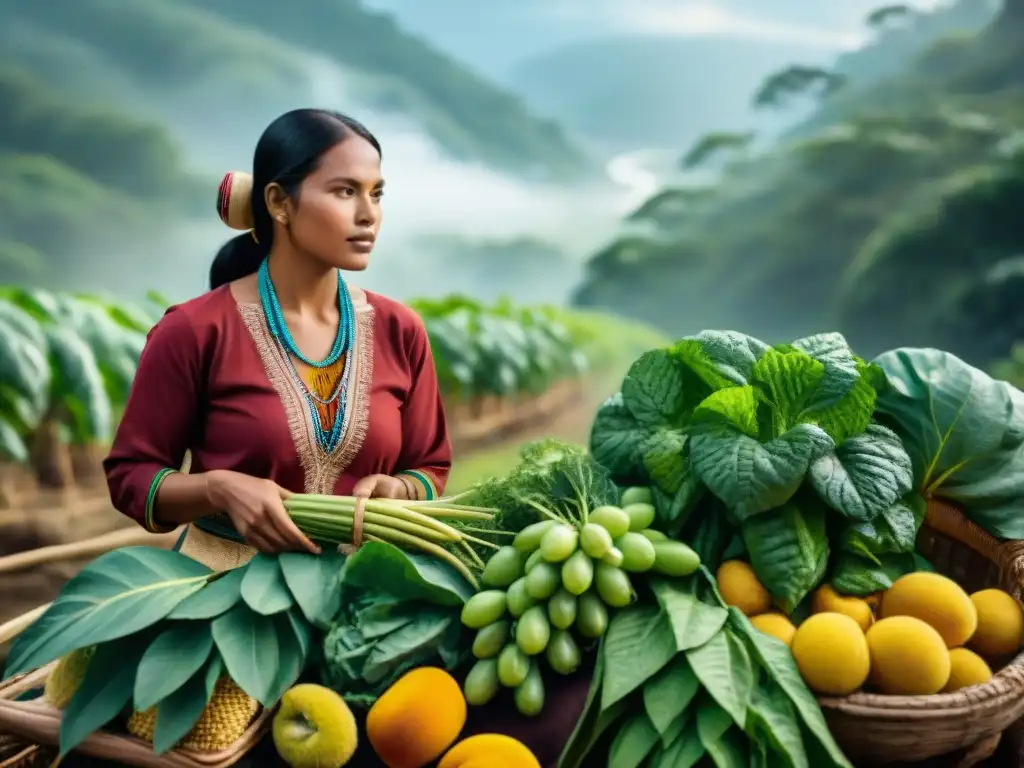 Comercio justo beneficia comunidades indígenas: Agricultores recolectan frutas y verduras en bosque biodiverso