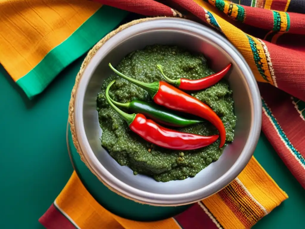 Una composición vibrante de un molcajete mexicano con ingredientes indígenas en gastronomía