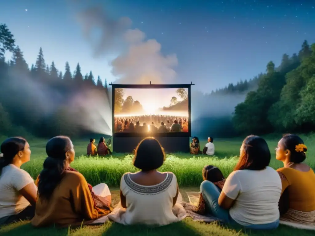 Comunidad indígena se reúne al aire libre para ver cine que honra su cultura bajo estrellas