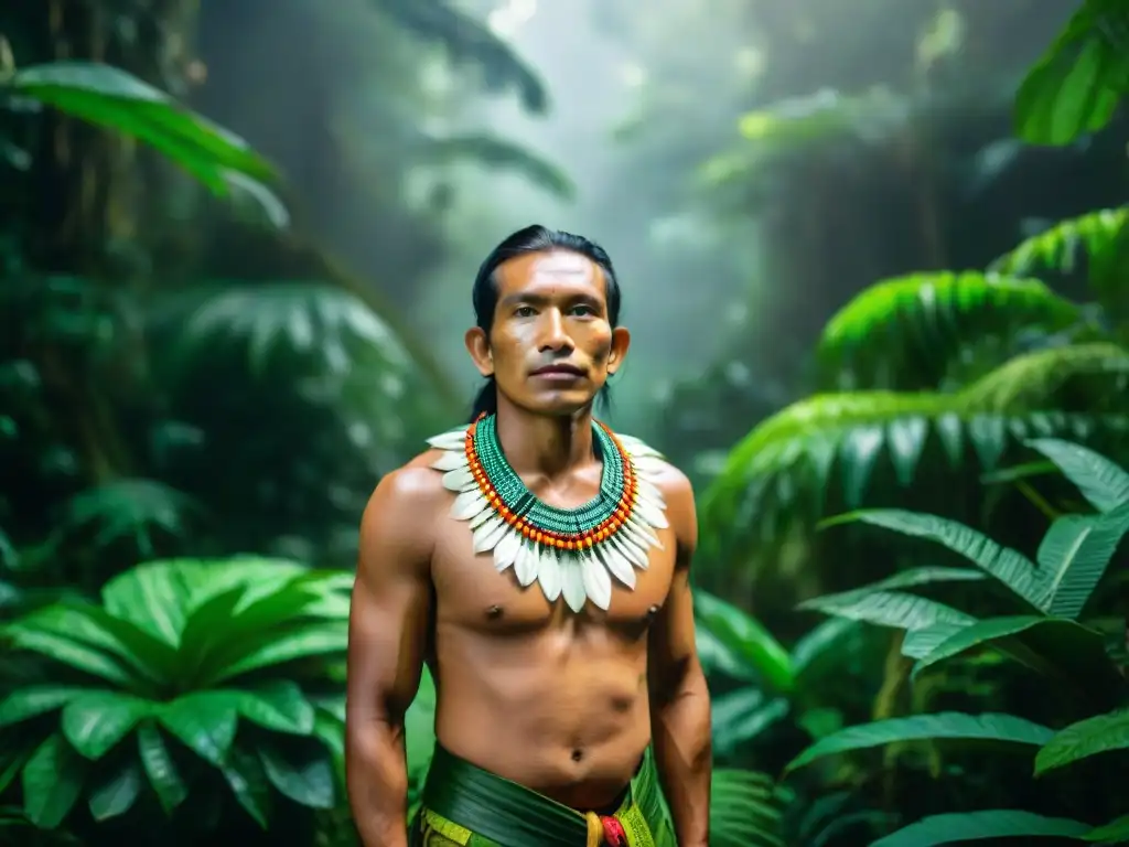 Comunidades amazónicas protectores selva ancestral: Indígenas vistiendo trajes tradicionales en la exuberante selva