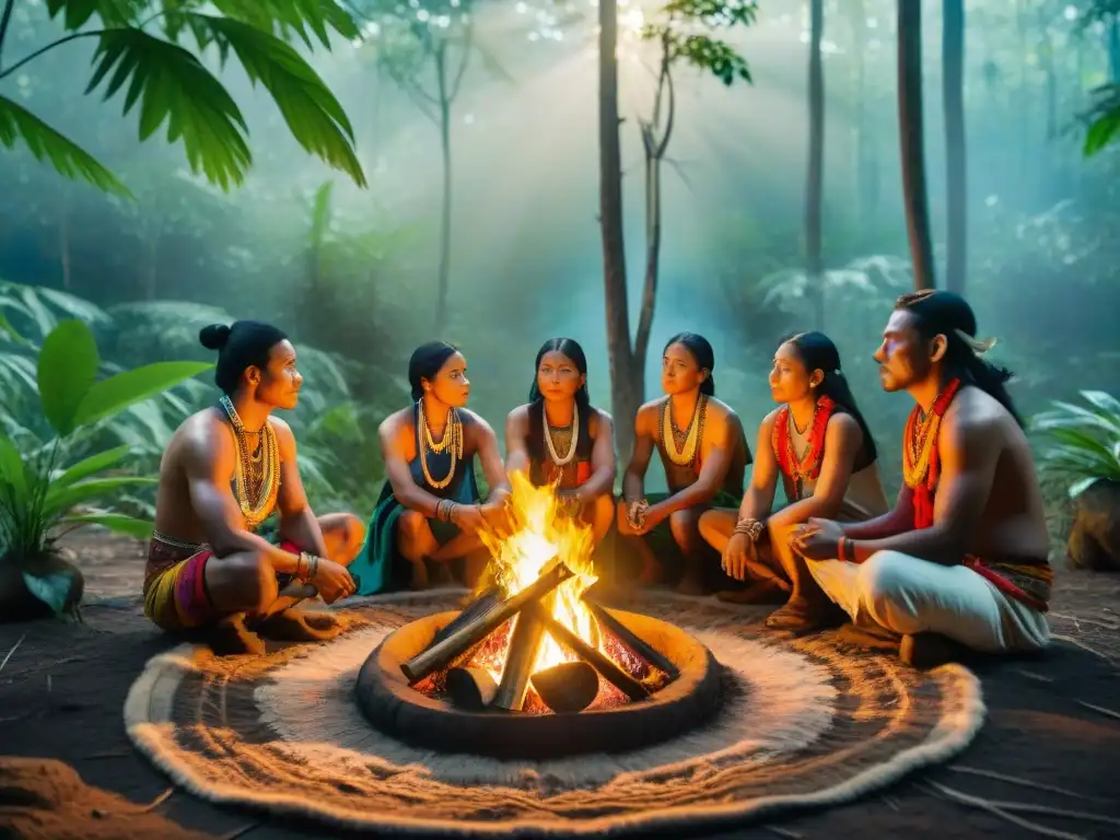 Comunidades indígenas en ritual de conservación espiritual en la selva