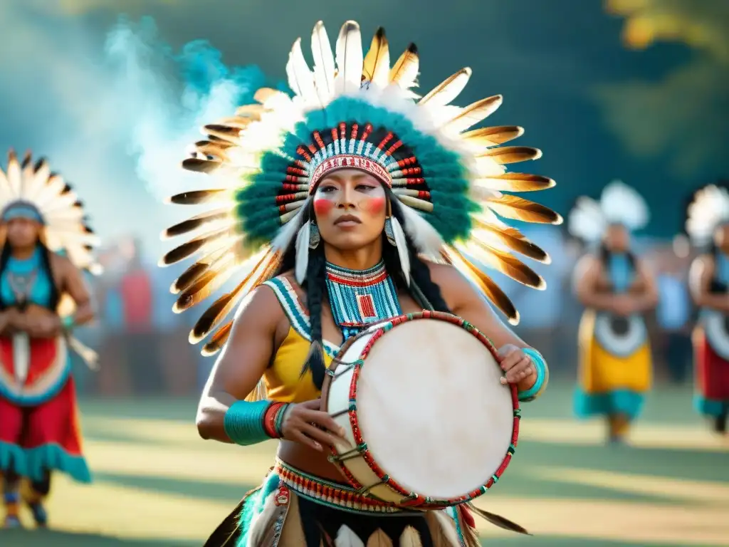 Danza y tradición en un powwow nativo americano, con vistosos atuendos y herencia culinaria indígena