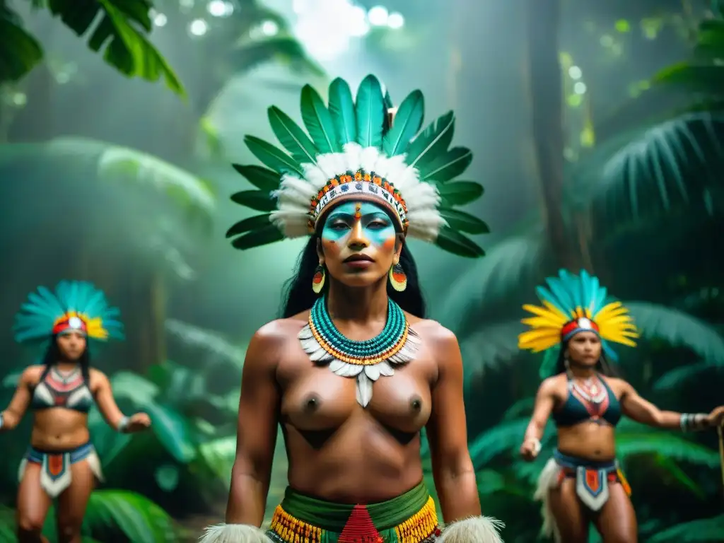 Danza tradicional de pueblos indígenas en la exuberante selva amazónica