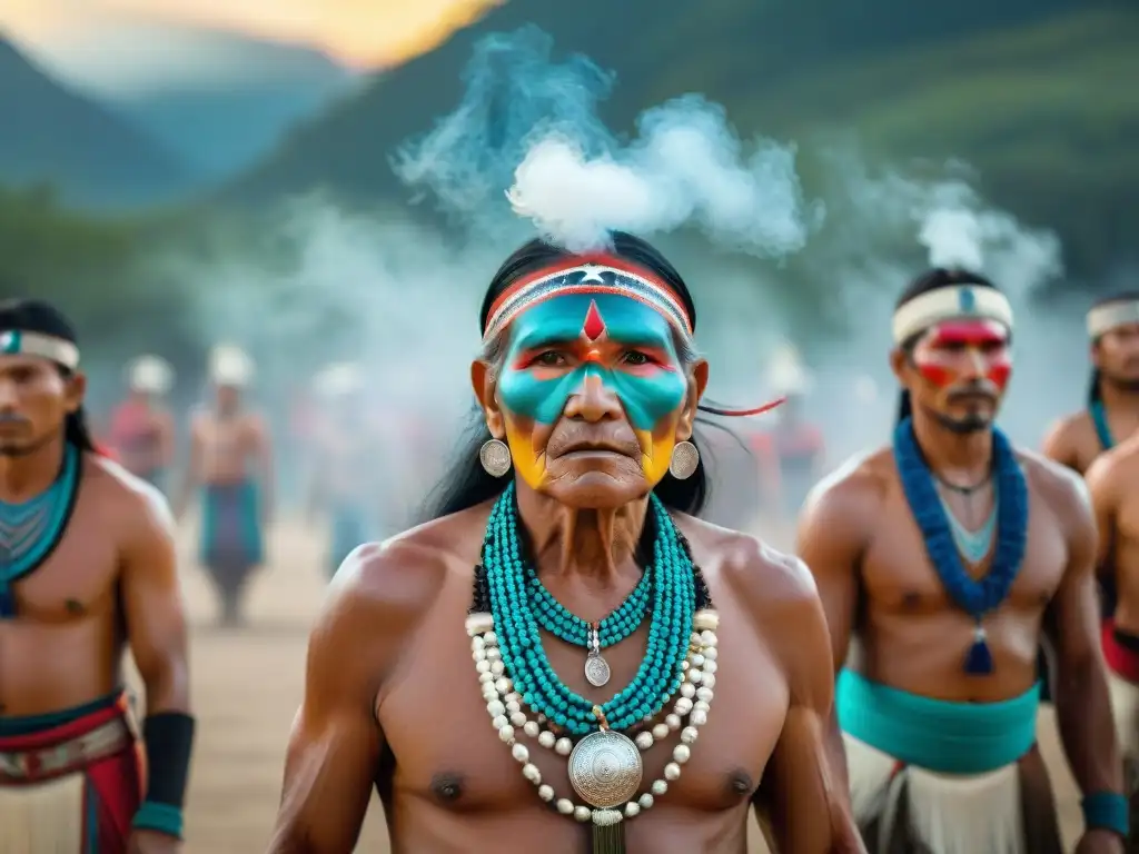 Danzas ceremoniales de culturas indígenas: Anciano indígena en regalia tradicional celebra un nacimiento con danza sagrada