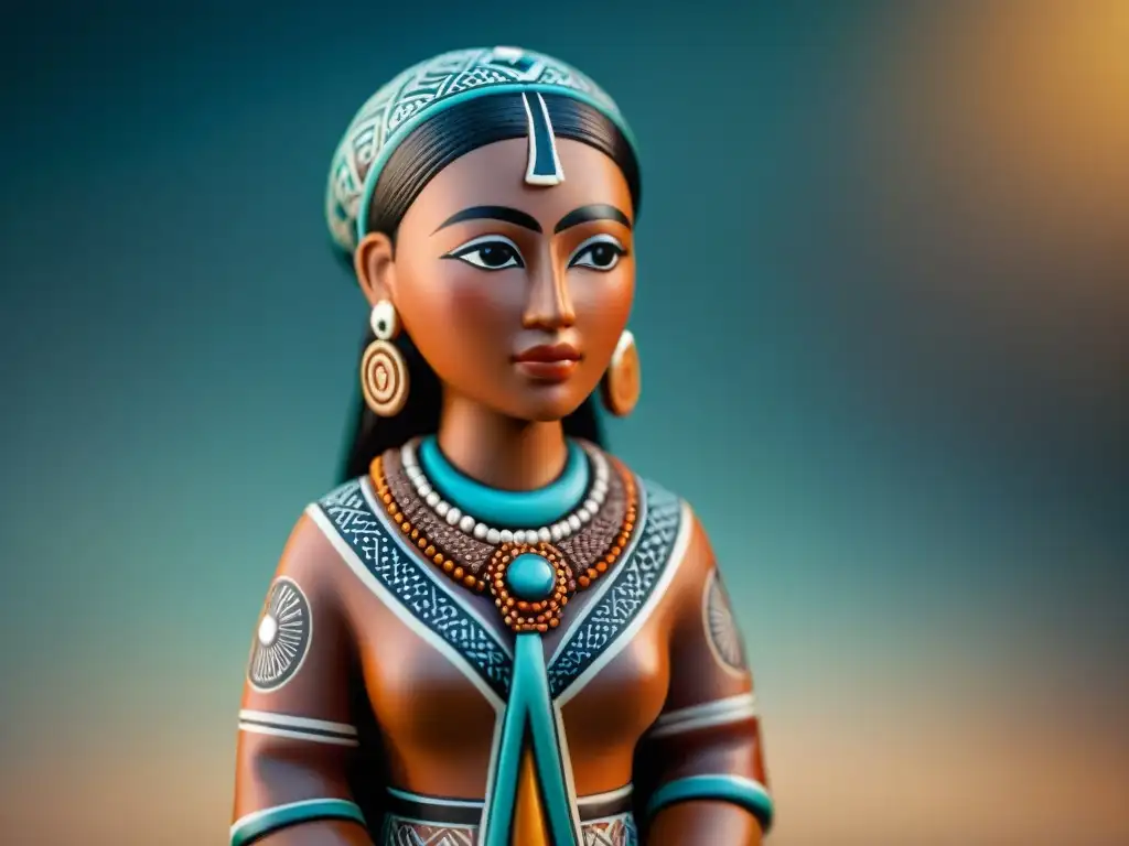 Cerámica indígena: arte y simbolismo femenino Detallada cerámica de figura femenina indígena con simbolismo y patrones culturales
