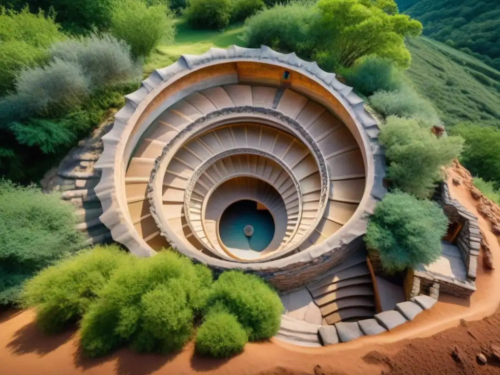 Detalle espiral en vivienda nativa americana, reflejando arquitectura y artesanía únicas en armonía con la naturaleza