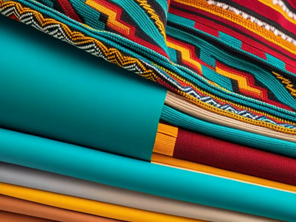 Arte textil indígena: colores y patrones vibrantes Detalles artesanales de textiles indígenas contemporáneos en América, con colores vibrantes y patrones tradicionales