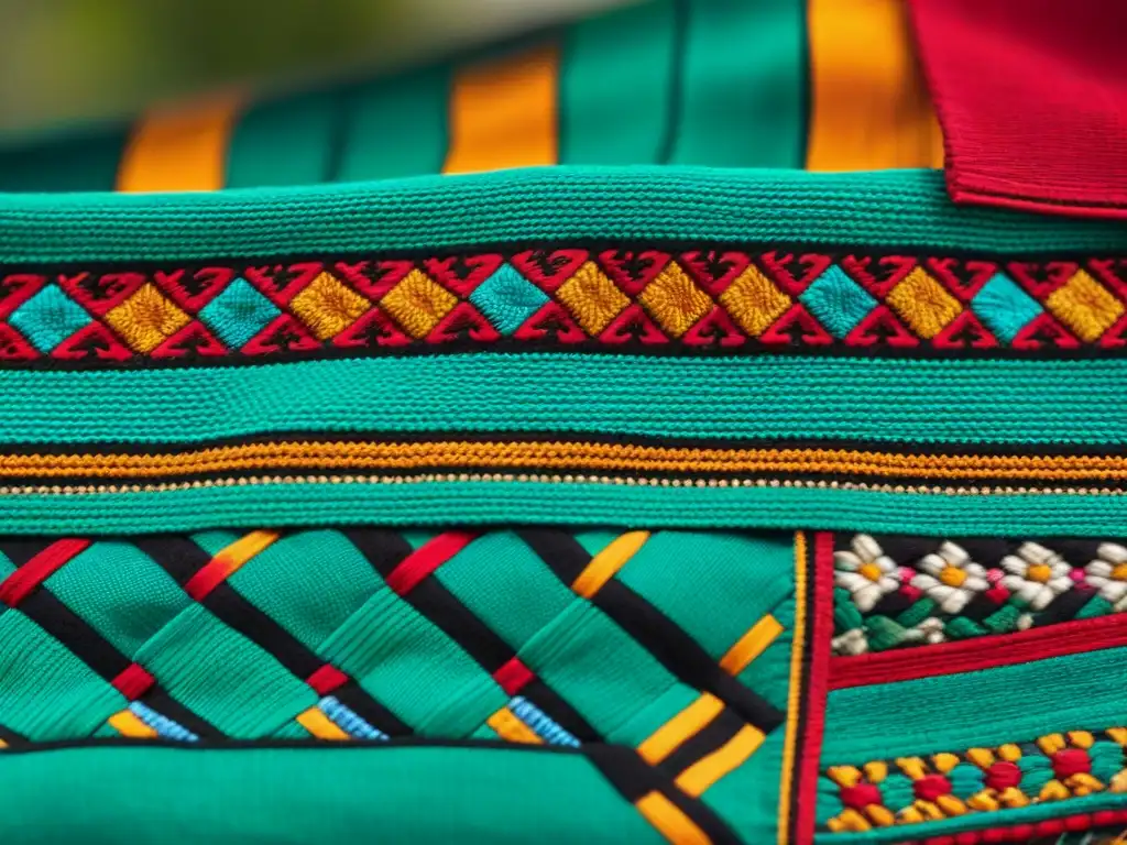 Detalles bordados en textil Guaraní con significado espiritual