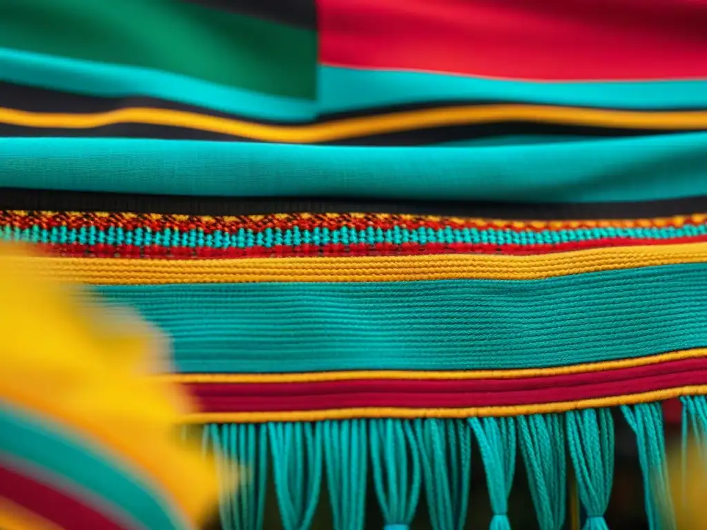 Detalles intrincados en textil indígena de América con simbolismo en cada hilo