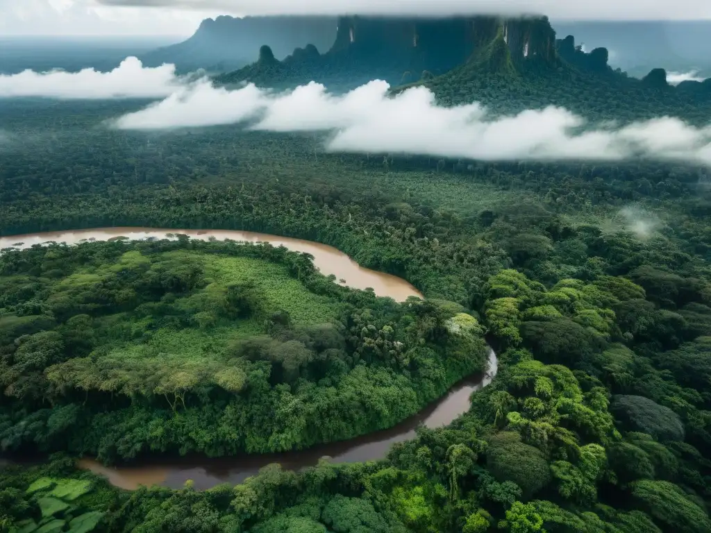 Drones para defensa de territorios indígenas: Comunidad indígena en armonía con la exuberante selva amazónica