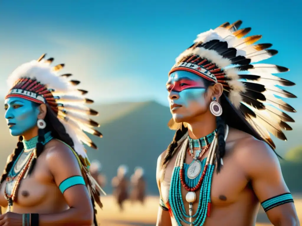 Emotiva Ceremonia del Sol tribus nativas bailando bajo el sol en paisaje ancestral