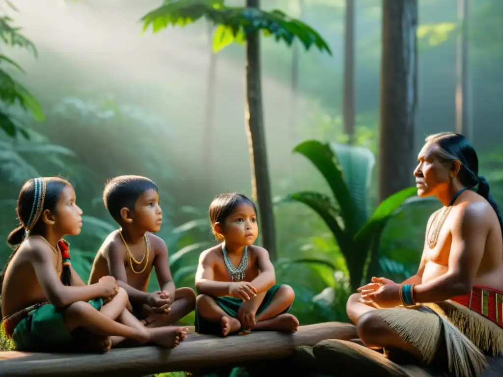 Resplandor ancestral: taller de revitalización lingüística con niños indígenas y ancianos sabios en la selva Emotivo taller de revitalización de lenguas indígenas en la selva: niños y ancianos comparten saberes y tradiciones